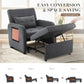 Convertible Sleeper Chair-Fabric Futon Sofa Bed, Single Sleeper Sofa, Small Couch Bed with USB Port, Foldable Table, Pillow, Adjustable Backrest for Dorm/Bedroom/College Darkgrey