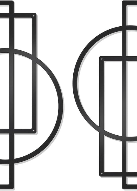 Set of 2 Modern Geometric Metal Abstract Wall Art in Black (Style 1)