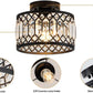 Crystal Ceiling Light, Black Flush Mount Ceiling Light Fixture, Flush Mount Chandelier, Light Fixture for Hallway, Entryway, Bathroom; Laundry Room, Kitchen, 1 Light, 9 Inch (Bulb NOT Included)