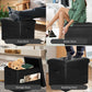 Storage Ottoman Foot Rest Stool with Thicker Foam Padded Seat. Foldable Leather Footstool Bench. Small Ottoman with Storage for Living Room Bedroom Coffee Table 350 Lbs, 17X13X13In, Black.