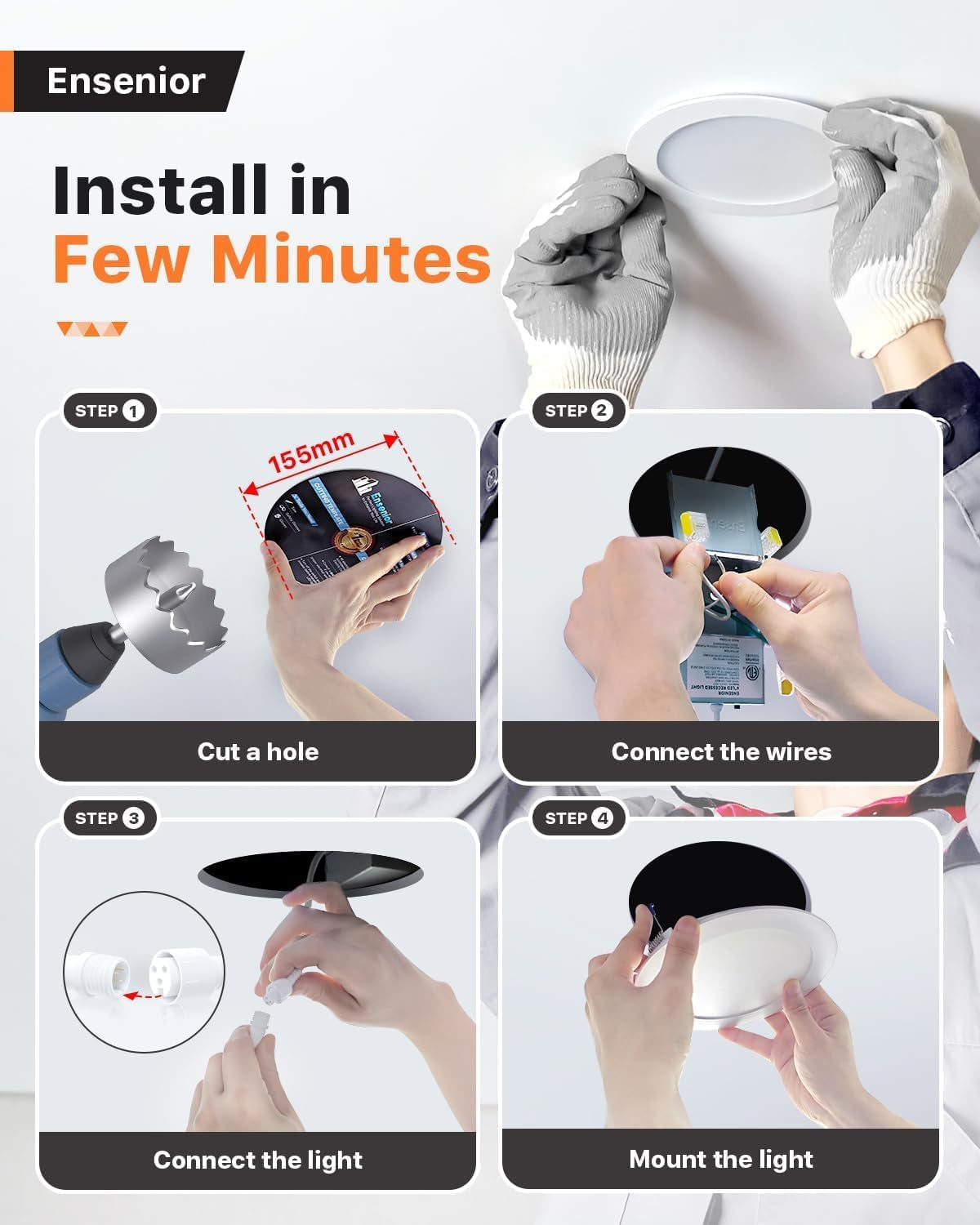 16 Pack 6 Inch LED Recessed Ceiling Light, 3500K Neutral White, 1050LM 12W 120V, High Brightness Canless Wafer Downlight Dimmable - ETL&FCC&IC