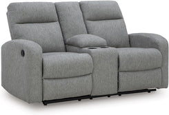 Carrigan Lane Classic Manual Pull Tab Dual Sided Reclining Loveseat with Console and Storage, Gray