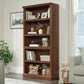 5-Shelf Split Bookcase/ Book Shelf, Oiled Oak Finish