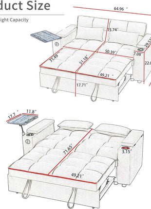 65-Inch Modern Loveseat Sofa with Corduroy Recliner, Dual Armrest Storage, Integrated Spring Cushion, Solid Wood Frame, and Built-In USB Charging Port