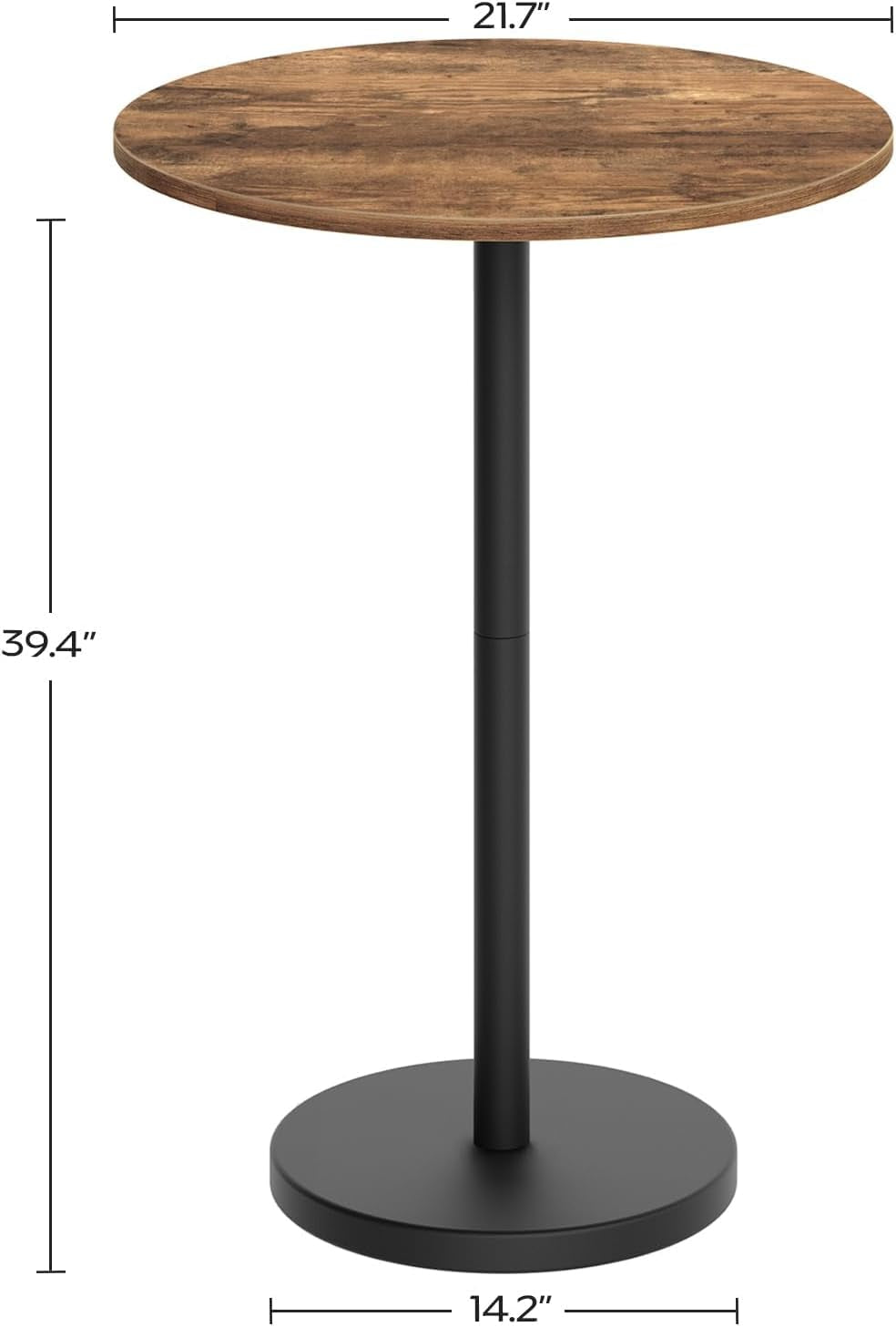 Bar Table, round Bar Table Set of 2, Counter Height Table, Pub Cocktail Table, Metal Frame, for Bistro, Dining Room, Living Room, Terrace, Rustic Brown and Black BT05L2BRY1