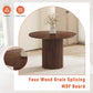 round Dining Table Set for 4, Wooden round Table 5-Piece with Modern Farmhouse Dining Table and 4 Suede Leather Chairs for Kitchen Dining Room, Walnut Table + 4 Brown Chairs