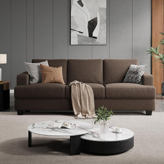 89 Inch Sofa with Extra Deep Seats Oversize, 3 Seater Sofa for Living Room,Modern Couch and Sofa, Comfy Armrests and Seats and Backrests, Easy Installation, Brown