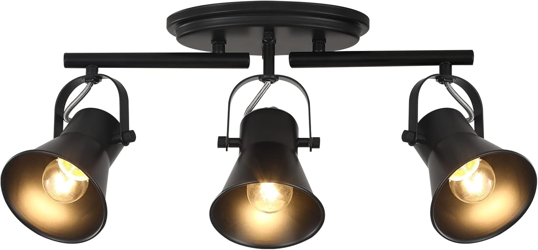 3-Light Track Lighting Kit,Black Semi Flush Mount Ceiling Light with 3 Rotatable Light Heads,Industrial Accent Lighting for Livingroom,Bathroom,Hallway,Art Wall,Bathroom,Kitchen.(3-Light)