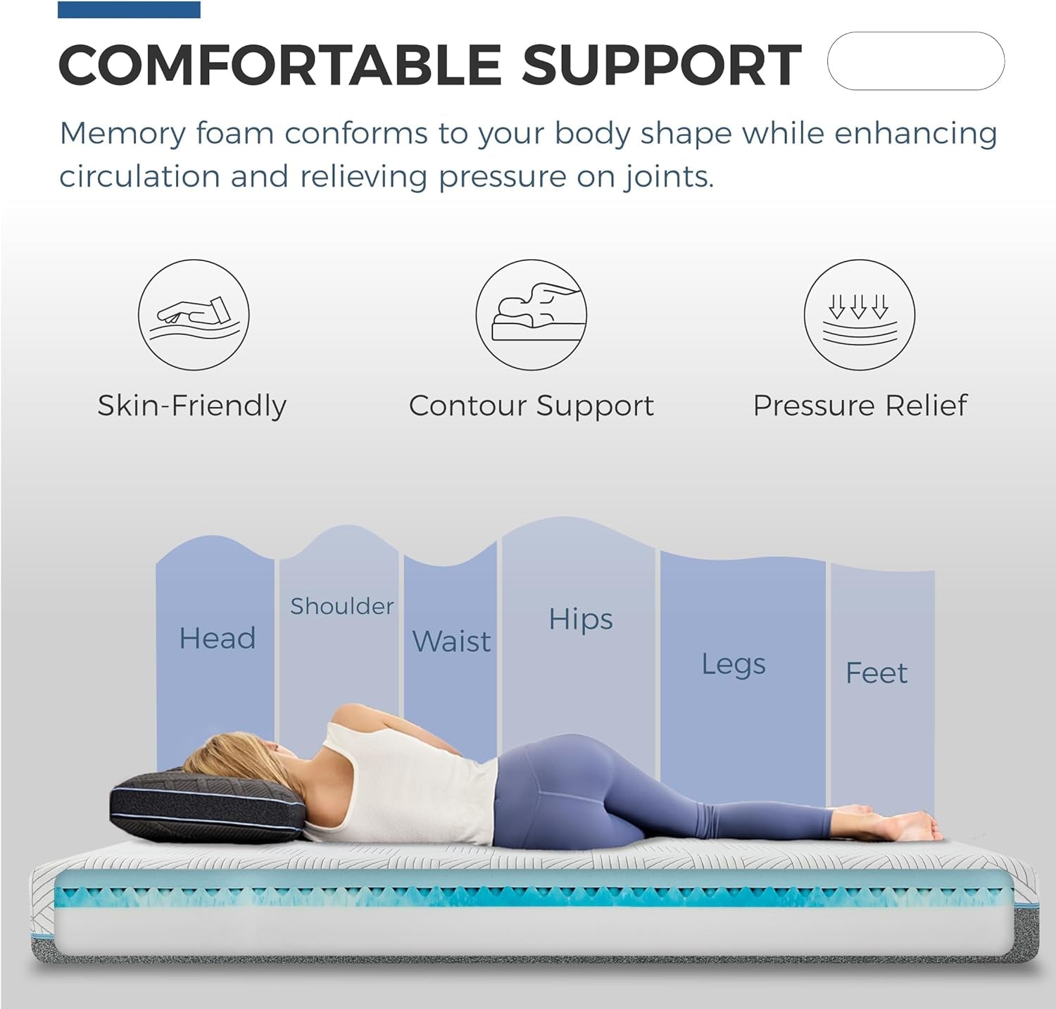 Medium King Mattress 12 Inch Memory Foam Mattress King Size Bed in a Box for Back Pain Relief and Cool Sleep with Gel Foam and Removeable Fiberglass Free Cover, Certipur-Us Certified