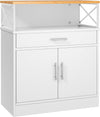 Kitchen Buffet Cabinet with Adjustable Shelf, Modern Kitchen Storage Cabinet,Farmhouse Coffee Bar Cabinet（White）