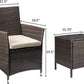 Patio Porch Furniture Sets 3 Pieces PE Rattan Wicker Chairs with Table Outdoor Garden Furniture Sets (Brown/Beige)
