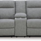 Carrigan Lane Classic Manual Pull Tab Dual Sided Reclining Loveseat with Console and Storage, Gray