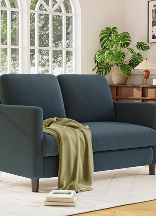 51" Slate Blue Loveseat - Comfy Teddy Sofa for Small Spaces with Tool-Free Setup, Ideal for Living Rooms and Bedrooms, All-Wood Construction