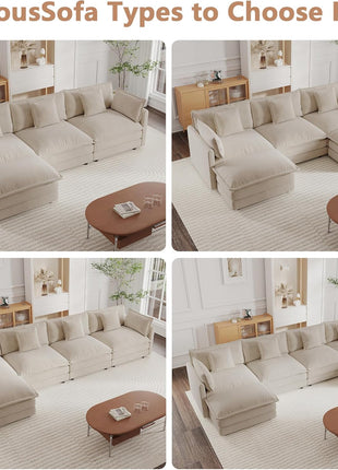 Elegant 111.5" U-Shaped Modular Sectional Sofa with Ottoman for Versatile Living Spaces