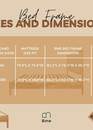 Vivian 14-Inch Deluxe Queen Bed Frame with Headboard, Rustic Scandinavian Design in Solid Acacia Wood, No Box Spring Required, 12 Durable Wood Slat Support, Easy Assembly, Rustic Golden Brown Finish