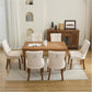 Upholstered Tufted Dining Chairs Set of 4, Fabric Side Dining Room Chairs with Nailhead Back Ring Pull Trim Solid Wood Legs, Beige
