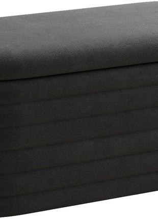 40-Inch Black Upholstered Chenille Fabric Storage Ottoman Bench for Bedroom and Living Room