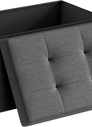 MAZIE Collection 30-Inch Versatile Folding Storage Ottoman Bench - Stylish Footrest and Storage Solution for Living Room, Bedroom, and Entryway, Dark Gray, 660 lbs Load Capacity