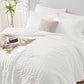 Queen Comforter Set White Seersucker 7 Pieces Bed in a Bag Queen Comforter Set with Sheets, Luxury Soft Bedding Set with down Alternative Comforter, Sheets, Pillowcases & Shams for All Seasons