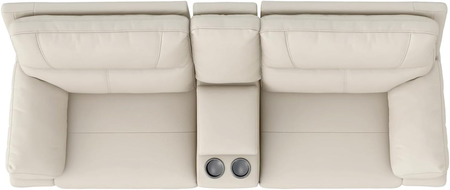 Malibu 79" Modern Power Motion 3-Piece Reclining Loveseat Sofa with Cup Holders, Cream Taupe Beige