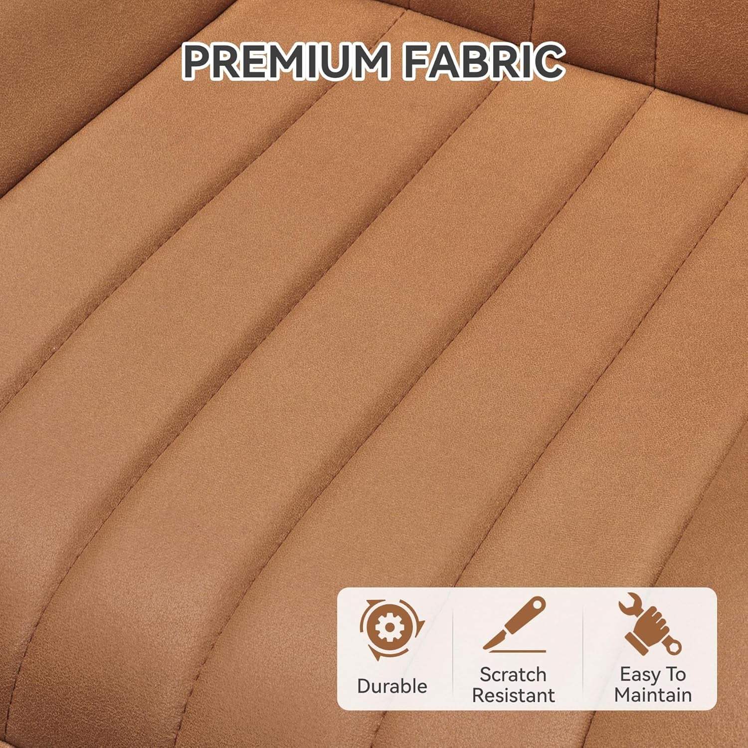 Modern Dining Chairs Set of 6,Upholstered Dining Room Chairs with Thick Cushions,Fabric Comfy Dining Chairs with Metal Legs for Dining Room Brown