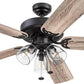Saybrook, 52 Inch Indoor Farmhouse LED Ceiling Fan with Light, Pull Chain, Three Mounting Options, Dual Finish Blades, Reversible Motor - 51593-01 (Bronze)