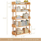5-Tier Wooden Open Bookcase - Modern Display Bookshelf with Top Edge and Solid Wood Frame for Home and Office, Storage Cabinet, Oak
