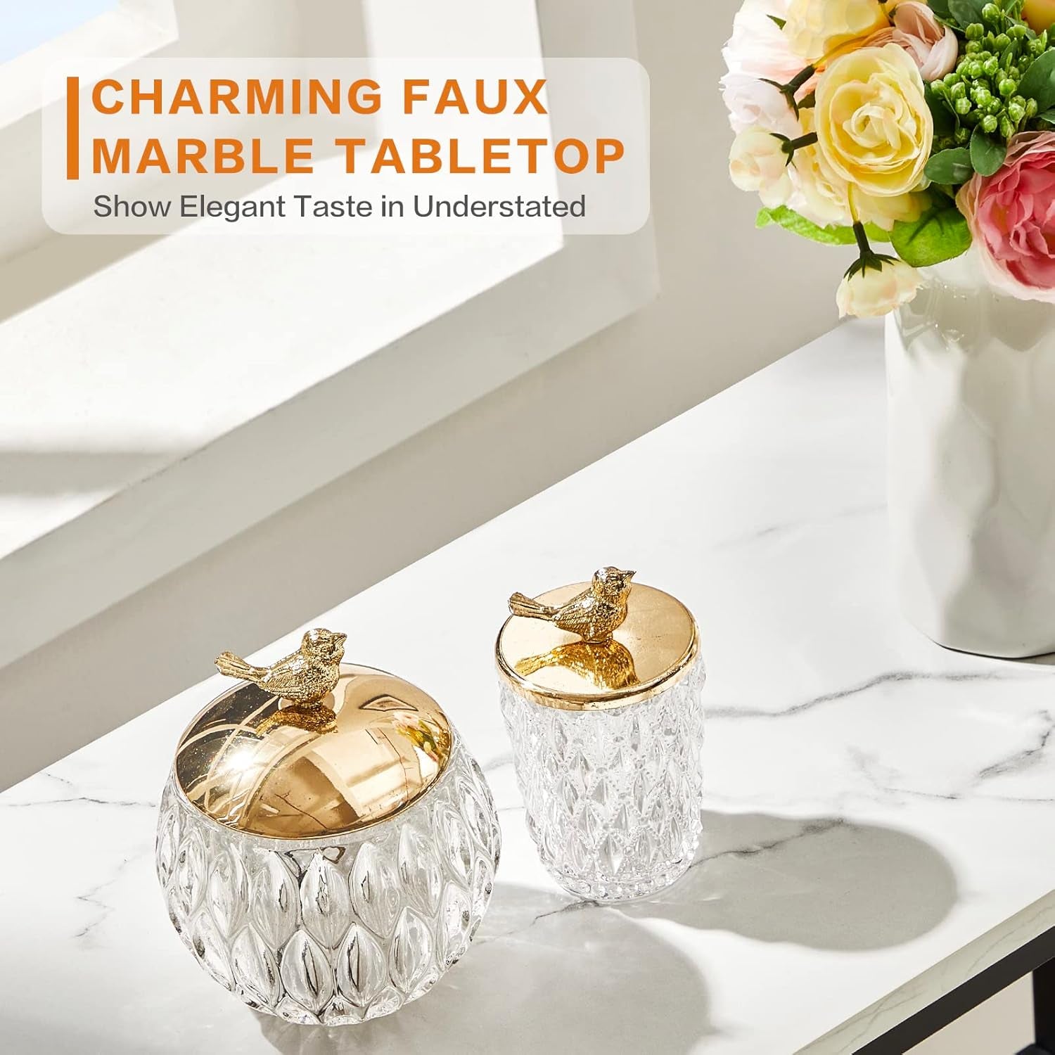 Console Table, 12 Inch Narrow Entryway Table for Living Room, 31.5 Inch Modern Industrial Sofa Table with 3-Tier Storage Shelves for Corridor, Hallway, White Marble