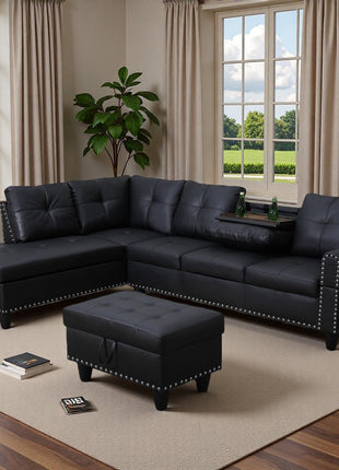L-Shaped Modular Couch Set with Storage Ottoman - Ideal for Living Room or Office Use