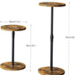 Adjustable End Table, Small round Side Table, Drink Table for Small Spaces, Pedestal Nightstand for Living Room, Bedroom, Sofa Couch, Rustic Brown ET-010RB