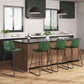 Bar Stools Set of 3, 26 Inches Counter Height Bar Stools with Back, Modern Faux Leather Barstools with Metal Legs and Footrest, Bar Chairs for Kitchens Island (Green)
