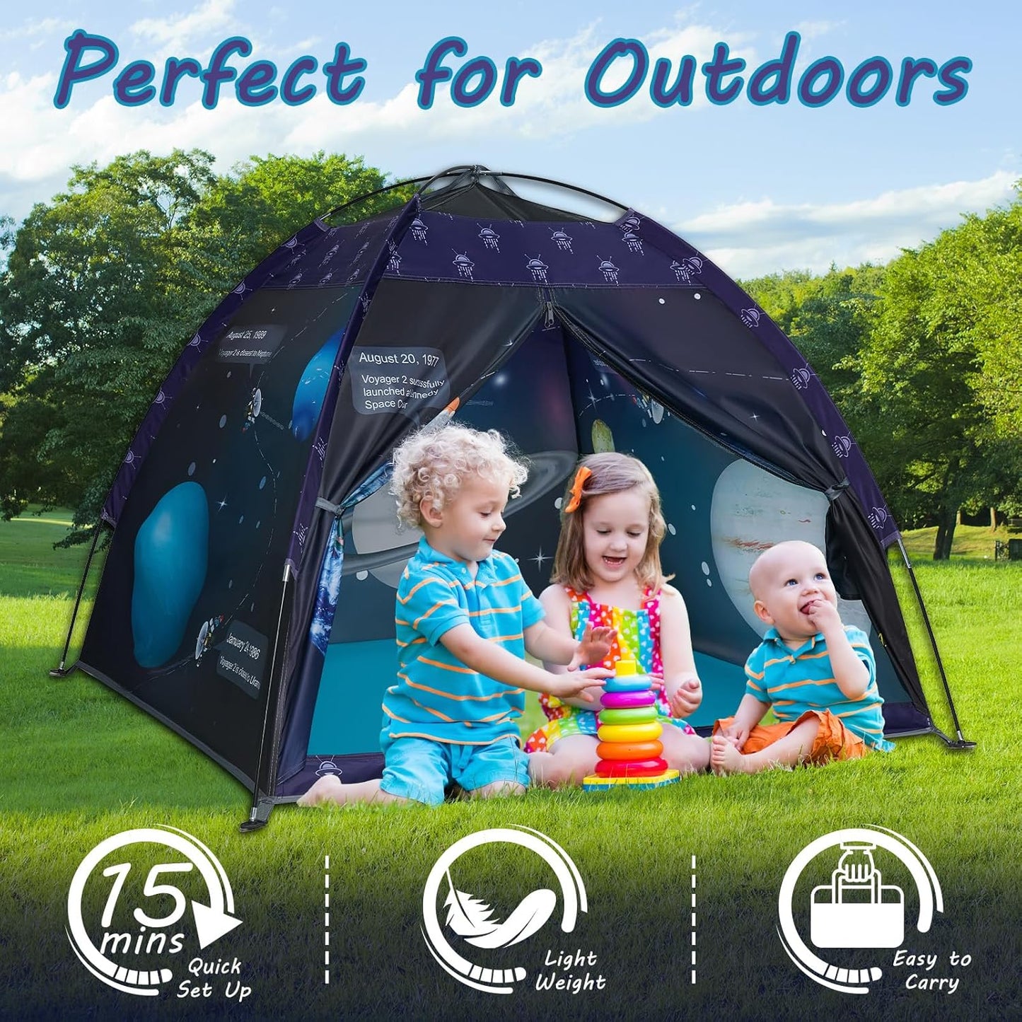 Space World Play Tent Galaxy Dome Playhouse for Boys and Girls Imaginative Play-Astronaut Space for Kids Indoor and Outdoor Fun, Perfect Kid’S Gift- 47" X 47" X 43"