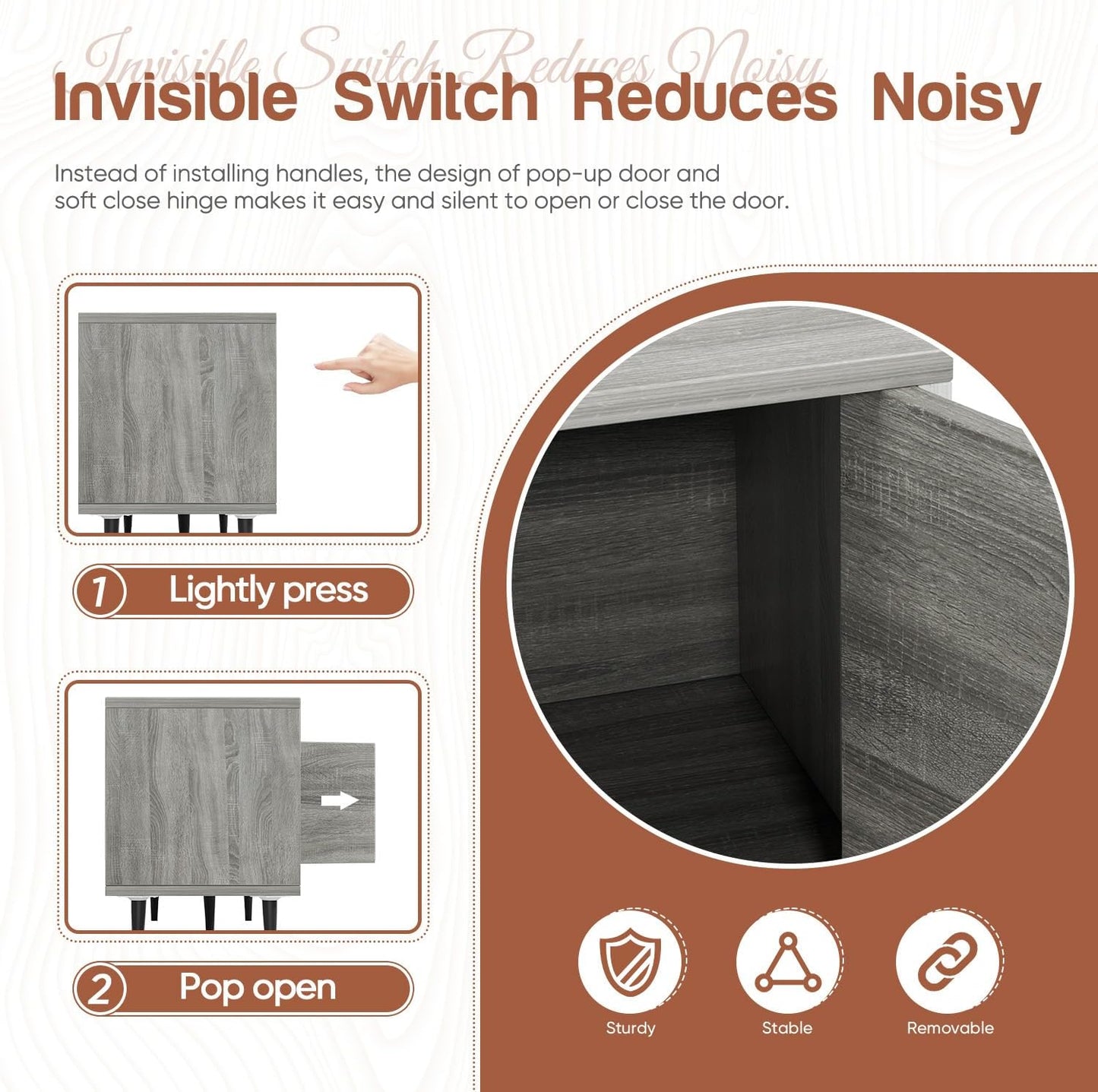 Modern TV Stand for 65" Television, Entertainment Center with Two Storage Cabinets, Retro Style Media Console for Living Room, Bedroom, Office, 58 Inch, Light Gray