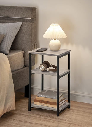 Greige and Classic Black Side Table - Multifunctional End Table and Nightstand for Living Room, Bedroom, Office, and Bathroom - Model ULET273B02