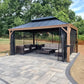 12' X 16' Outdoor Hardtop Gazebo for Patio Galvanized Steel Double Roof Permanent Canopy Aluminum Frame Pavilion Gazebo with Netting