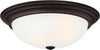 Reedley 3-Lights Flush Mount Ceiling Light, 15 Inch Lighting Fixture for Kitchen, Bedroom, Bathroom, and Hallway, Oil Rubbed Bronze with Etched Glass, 1257L-ORB-W