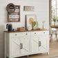 LIRY Collection - Buffet Cabinet, Coffee Bar Cabinet with 2 Drawers, Adjustable Shelves, Sideboard Storage with Cable Holes, Drawer Dividers, Rustic White and Honey Brown UBBK381W01