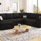 108 Inch Modular Sectional Sofa with Pull Out Bed, U Shaped 7 Seat Sectional Sleeper Sofa with Storage, Sectional Couches for Living Room,Cloud Modular Couch, Removable Sofa Cover, Black