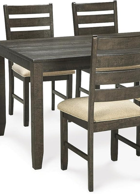 Signature Design by Ashley Rokane 7-Piece Dining Set with 6 Upholstered Chairs and 20" Rectangular Brown Wood Table for Kitchen and Dining Room