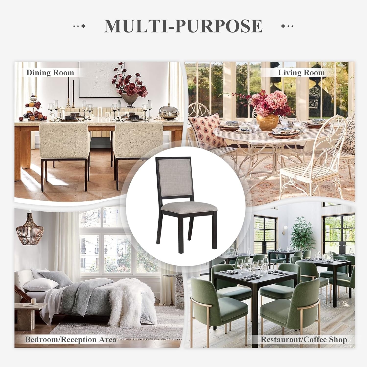 Upholstered Dining Chairs Set of 4, Mid Century Modern Dining Room Chairs, 19 Inch Kitchen Chairs with Back for Dining Room Restaurant, Brown