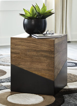 Signature Design by Ashley Trailbend Eclectic Brown and Gunmetal Finish Accent End Table