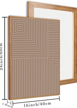 Neutral Abstract Modern Canvas Wall Art Set of 3 - Framed Black, White, and Beige Decor for Boho Minimalist Aesthetics, Geometric Line Paintings for Living Room, Bedroom, and Office - 16x24 Inches