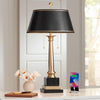 Georgetown 28 1/2" Tall Traditional Table Desk Lamp with USB Charging Ports A+C Warm Brass Steel Black Gold Trim Drum Shade for Living Room Bedroom Nightstand Bedside Office House
