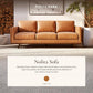 Nolita 85” Leather Sofa – Full-Grain Italian Aniline Leather, Feather-Down Comfort, Solid Wood Base – Cognac Tan