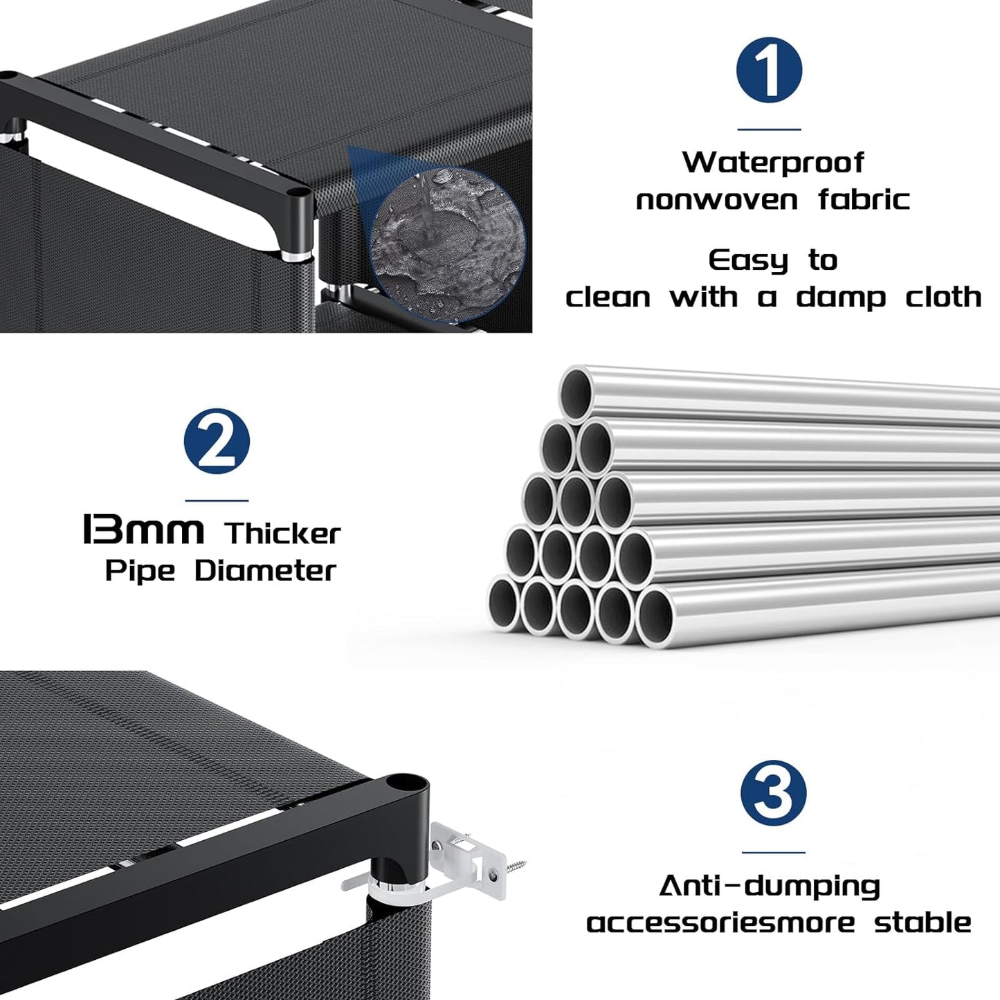 Bookcase, 18-Cube Extra Large Book Shelf, DIY Cube Storage Organizer for Bedroom, Living Room, Home Office - Black