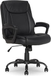 Classic Puresoft PU Padded Mid-Back Height Adjustable Office Computer Desk Chair with Armrest, 26"D X 23.75"W X 42"H, Black