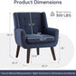 Accent Chair Living Room Chair, Upholstered Button Tufted Armchair, Linen Fabric Sofa Chairs for Bedroom, Living Room, Mid Century Modern Comfy Reading Chair (Dark Blue)