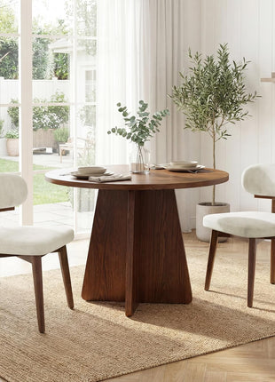 Set of 4 Contemporary Upholstered Dining Chairs with Ergonomic Curved Backrest and Wooden Frame for Dining Room