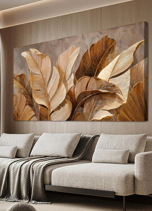 Botanical Canvas Wall Art - Contemporary Brown Artwork for Living Room, Bedroom, and Office Decor - 20" x 40