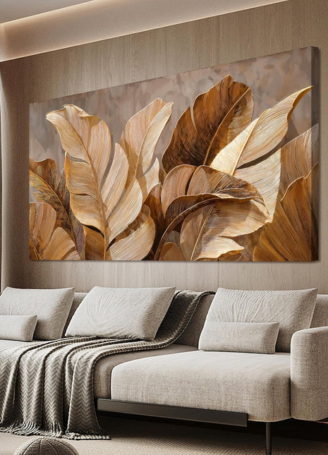 Botanical Canvas Wall Art - Contemporary Brown Artwork for Living Room, Bedroom, and Office Decor - 20" x 40
